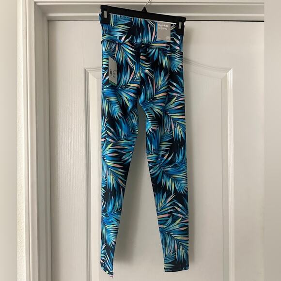 🍷NWT forever 21 high waisted tropical printed yoga athletic pants size xs - Picture 2 of 7